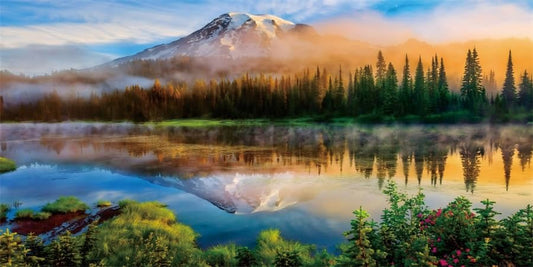 YongFoto Fish Tank Background 24x12 inch Aquarium Background Forest Lakes Rivers Mountains Nature Scenery Backdrop Reptile Habitat Terrarium Background - color: Green-2, size: 24x12in/60x30cm