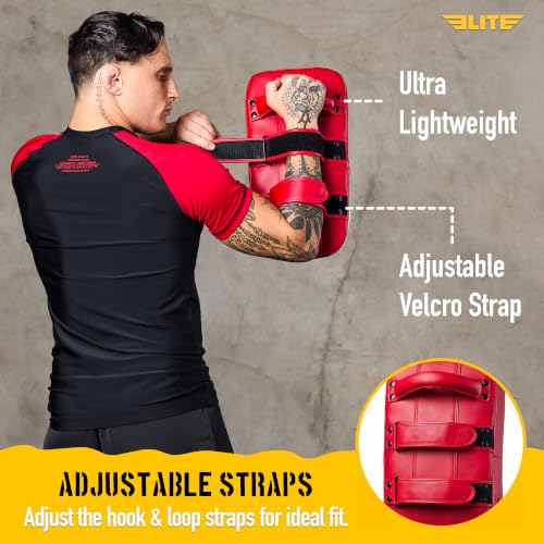 Elite Sports Pre-Curved Muay Thai Kickboxing Training Pad for Kickboxing,MMA,Taekwondo,Karate. Ideal for Punches,Knees, and Kicks in Martial Arts Training (ONE PAD ONLY) - color: Solid Red