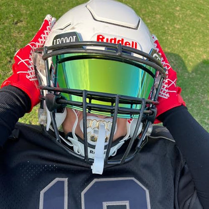 LeCool Football Mouth Guard with Connected Strap- 3D Beast Chrome Adult and Youth Mouth Guard-Mouth Piece for Sports for Maximum Air Flow and Teeth Protection - color: White