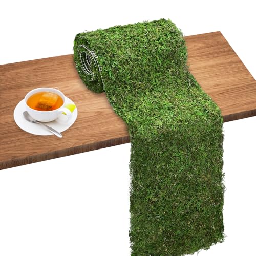 40'' x 6'' Green Dried Moss Roll, Preserved Moss Sheet for Crafts Table Decoration Fairy Wedding Party Woodland Garden Decor