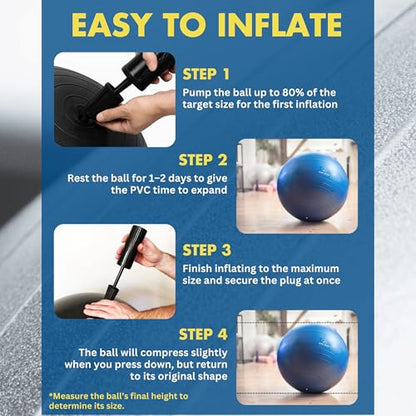 ProBody Pilates Yoga Ball - Gym Grade Exercise Ball - color: Aqua, size: S: 15-18 inches/38-45 cm