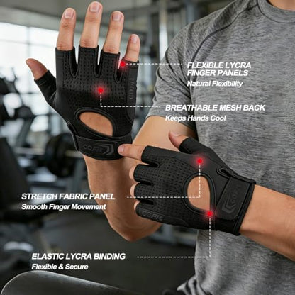 Workout Gloves for Men Women, Weight Lifting Gloves with 5MM Padded Palm, Non-Slip Gym Gloves, Fingerless Breathable Fitness Gloves for Training, Exercise, Pull Ups - size: X-Large