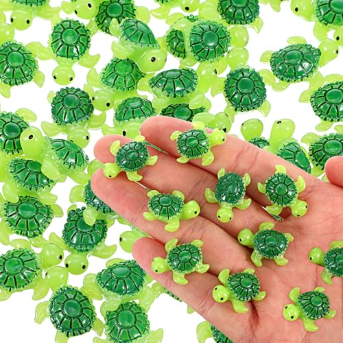 60PCS Miniature Turtles,Green Tiny Turtle Figurines,Mini Turtle Decor,Cute Miniature Sea Turtles Figurines,Tiny Ocean Tortoise Statues for Garden Fairy Micro Landscape Plant Cake Toppers DIY Crafts