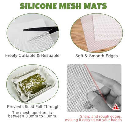 2 Pack Stainless Steel Seed Sprouter Trays, 2-Tier Soil-Free Microgreens Growing Kit, Rust-Free Sprouting Tray with Mesh Pads for Sprouts Beans Alfalfa Wheatgrass (10.6" x 7.9" x 1.9")