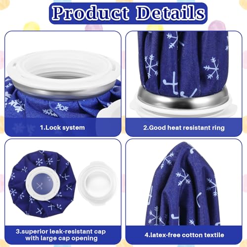 Honoson Reusable Ice Bags Hot Cold Therapy Leakproof,Snowflakes Style | Screw Cap Leak-proof Seal, For Injuries Swelling Bruises Fever, Soft Breathable Fabric Stays Flexible, Wide Opening Easy Fill - style: Snowflakes Style