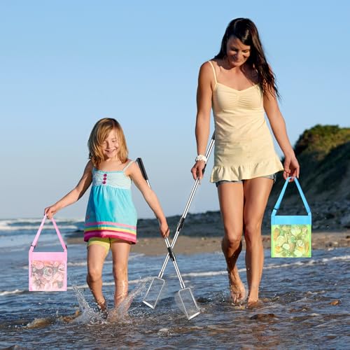 New Upgraded 2 Pcs Shark Tooth Sifter with Seashell Bags, Beach Sand Sifter, Sand Scoop Shell Scooper for Beach Scoop Shovel Sifter Tool for Picking Up Shells, Shark Tooth Sifter Dipper - color: Black