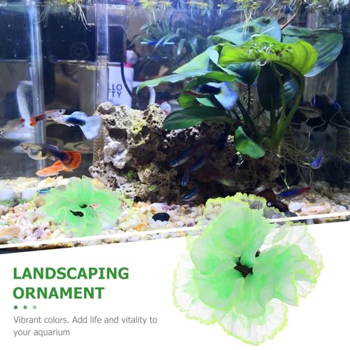 Lurrose Aquarium Artificial Aquatic Plant Decoration, Lifelike Green Silicone Fish Tank Ornament for Freshwater and Saltwater Tanks, Plastic Landscaping Decor for Home and Office