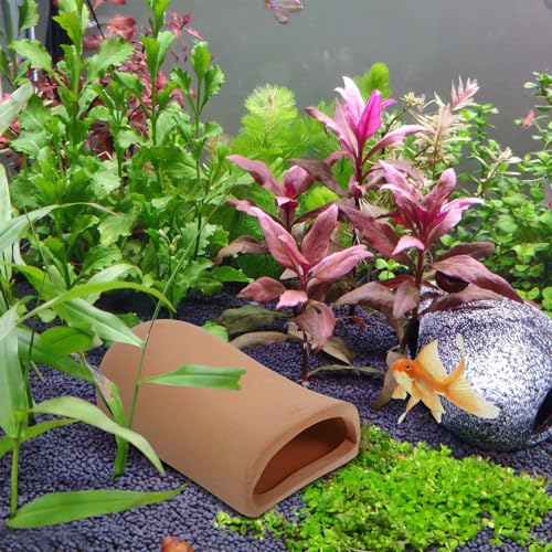Amosfun Aquarium Tank Decoration Pottery Fish Hiding Shelter Breeding Cave for Shrimp Goldfish 2 x 4.7 x 1.6 Inch, 2 Pack
