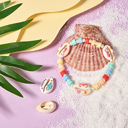 Craftdady 60Pcs Natural Cowrie Shell Beads with Patterns 6 Styles No Hole Cute Spiral Seashells for Summer Ocean Hawaii Jewelry Craft Making - color: Mixed Colors & Patterns