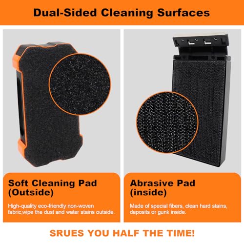 hygger Aquarium Magnetic Brush, Fish Tank Glass Algae Scrubber with Detachable Stainless Steel and Plastic Scraper, Magnetic Fish Tank Cleaner for Glass/Acrylic Fish Tank - size: L for tank thickness ≥ 0.3“