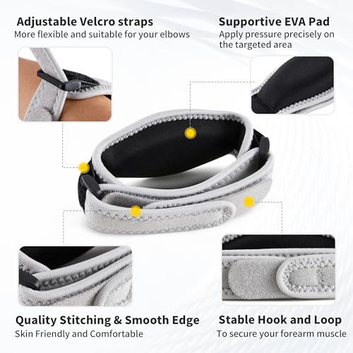 CAMBIVO 2 Pack Tennis Elbow Brace Strap for Tendonitis, Light Gray - color: Light Gray, size: 2 Count (Pack of 1)
