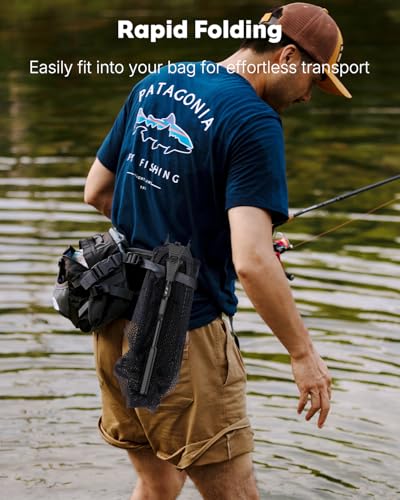 Pawfly Fishing Net with Collapsible Aluminum Handle and Nylon Mesh for Aquarium Pond Freshwater and Saltwater, Minnow Net for Bait and Trout, Portable Fishing Landing Net - size: 12" x 14"