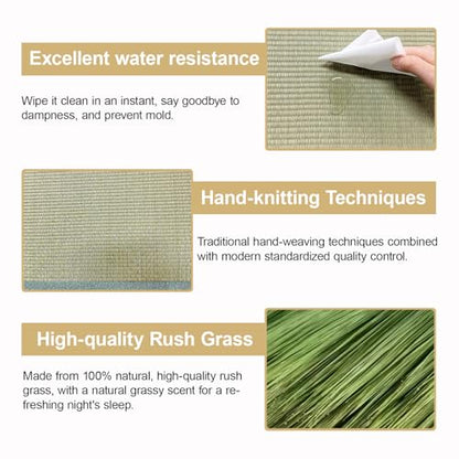 Japanese Tatami Mat, Tatami, Rug, Foldable Mattress, Roll up Rug, Japanese Floor Mattress, Floor Sleeping Japanese Futon Mattress, Meditation Yoga, Zen - size: Green 90×200×3.5cm