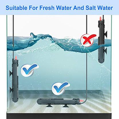 Aquarium Heater Fish Tank Heater Submersible 25 Watt, 1 Yr Warranty