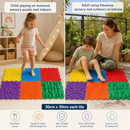 edusense TPU Sensory Floor Mats - Textured Tactile Tiles for Kids - color: Classical