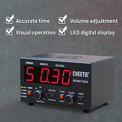 Professional Boxing Interval Timer with LED Display - Customizable 1-12 Challenge Rounds, Adjustable Buzzer, 30s-10min Workout Durations & 0/30/60s Rest Settings for Gymnastics(Red) - color: Red