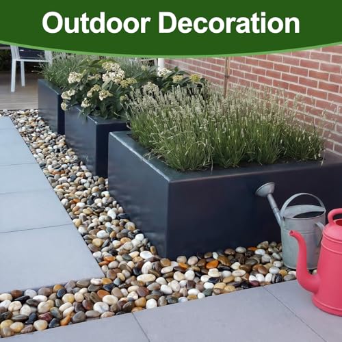 15 lbs River Rocks for Plants, 1-1/2 inch Decorative Garden Rocks Outdoor Landscaping, Large Polished Natural Stone for Walkways, Yard, Vases, Crafts