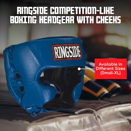 Ringside Competition-Like Boxing Headgear with Cheeks - color: Blue, size: Medium