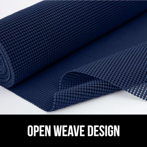 GORILLA GRIP powerGRIP Drawer Shelf and Cabinet Liner, Thick Strong Hold, Non-Adhesive Liners Protect Kitchen Cabinets and Cupboard, Bathroom Drawers, Easy Install, Breathable Mat, 12" x10', Navy Blue - color: Navy, style: 12" x 10'