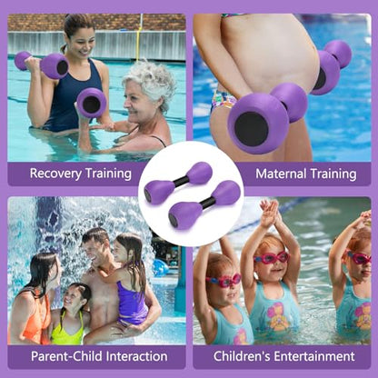 Carperipher Aquatic Dumbells,2Pcs Foam Water Weights Aerobic Exercise Fitness Equipment Dumbbells, Pool Resistance Swimming Training for Men/Women Weight Loss, Beginner Swimming Training - color: Purple