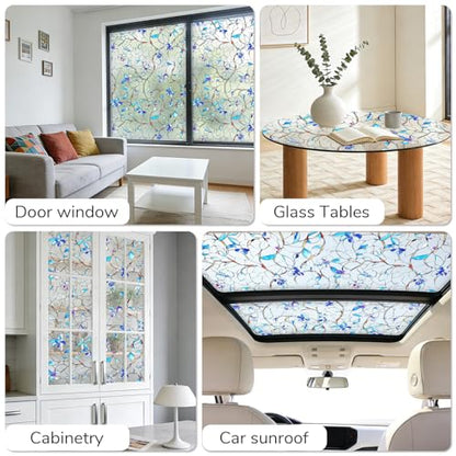 NINETREX Window Privacy Film, Frosted Window Tint Heat Control UV Blocking with Static Cling Removable for Home, Bathroom, Kitchen, Glass Door and Car Decor, Renter Friendly, 17.5 x 78.7 inches