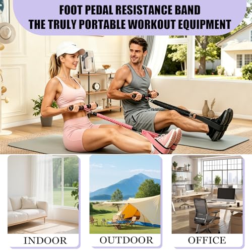Pedal Resistance Band with Handle, 90Lbs Pedal Resistance Band - color: Black