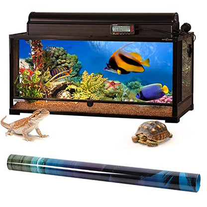 Aquarium Poster, 3D Effect Fish Tank Sticker Underwater World Deep Sea Fish Background Sticker Thicken PVC Adhesive Static Cling Backdrop Fish Tank Decorative Paper,122x46 cm - size: 122x46 cm