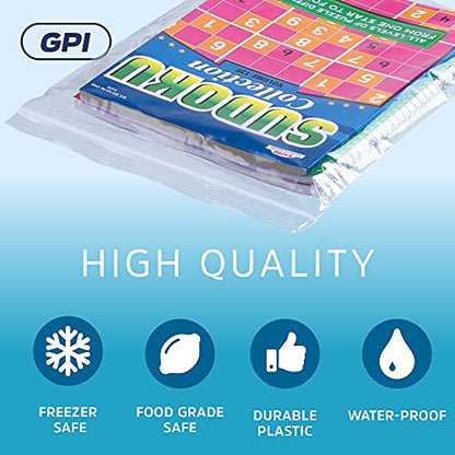 GPI PACK Of 100 , 10"x12" 1 GALLON, CLEAR PLASTIC RECLOSABLE ZIP BAGS,2 mil Thick Poly Baggies With Resealable Zip Top Lock For food, jewelry, medical, and household & office supplies. - size: 10" x 12"