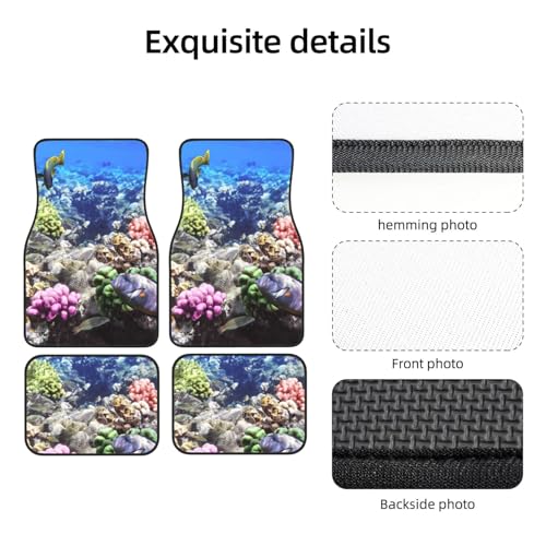 Reef Coral Fish Red Egypt Animals Wildlife Nature Ocean Life Aquarium Hawaii Custom Car Floor Mats 4-Piece Set, Neoprene All-Season Floor Liners, Universal Fit for Cars, Trucks, Suvs & Sedans