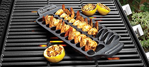 Outset Shrimp Cast Iron Grill and Serving Pan, Black, 22 Grilled Shrimp Capacity - color: Black, size: 22 Shrimp Capacity