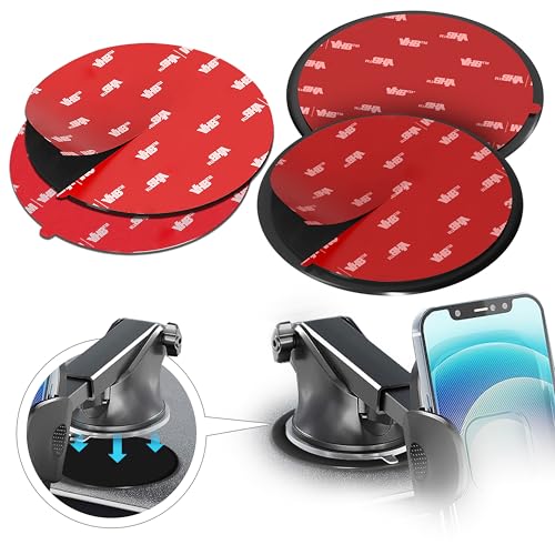Dashboard Adhesive Mounting Disk Set for Suction Cup Car Mounts – 3.15" (80mm) Flat Surface Pad for Phone Holder & GPS – Strong Hold on Curved Dashboards – Includes 2 Disks & 2 Replacement Pads