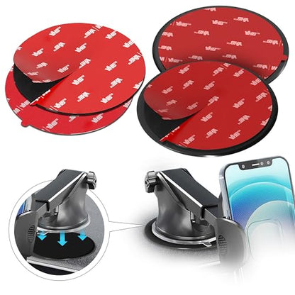 Dashboard Adhesive Mounting Disk Set for Suction Cup Car Mounts – 3.15" (80mm) Flat Surface Pad for Phone Holder & GPS – Strong Hold on Curved Dashboards – Includes 2 Disks & 2 Replacement Pads