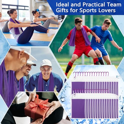 Hosuly 30 Pack Cooling Towels Bulk Microfiber Breathable, Purple - color: Purple