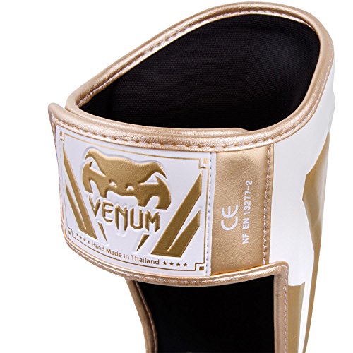 Venum Elite Standup Shin Guards - color: White/Gold, size: X-Large