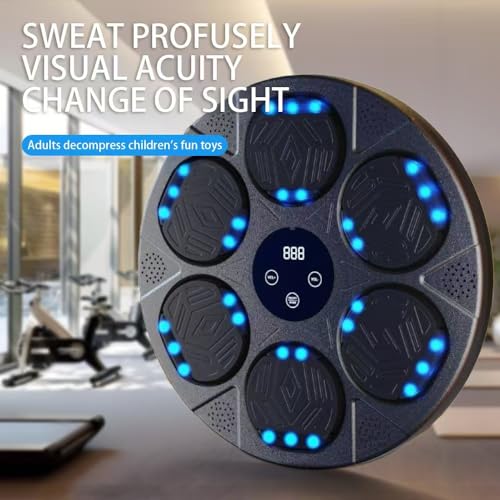 HOTSEVEN 2025 Music Boxing Machine with Boxing Gloves, Smart Bluetooth Boxing Machine with LED Electronic Wall Mounted, Music Boxing Target Workout Punching Equipment for Home(Upgrade) - style: QJB-55(CIRCULAR)