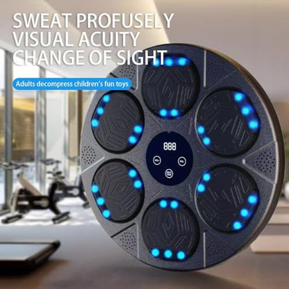 HOTSEVEN 2025 Music Boxing Machine with Boxing Gloves, Smart Bluetooth Boxing Machine with LED Electronic Wall Mounted, Music Boxing Target Workout Punching Equipment for Home(Upgrade) - style: QJB-55(CIRCULAR)