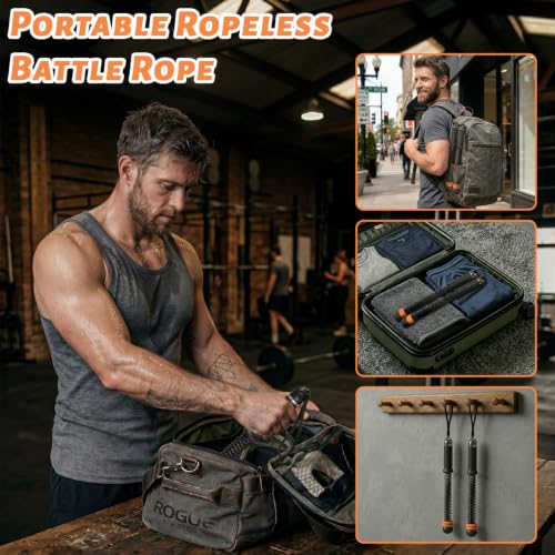 Black Cordless Battle Ropes, Adjustable Weight for Men & Women