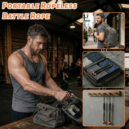 Black Cordless Battle Ropes, Adjustable Weight for Men & Women