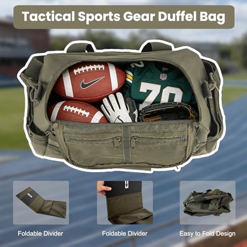 Hannibal Tactical 35L Large Duffle Bag, 3-in-1 Tactical Backpack MOLLE Pack for Sports/Gym/Outdoor, Olive Green - color: Olive Green
