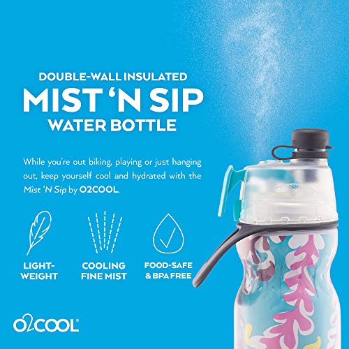 O2COOL Mist N Sip 20 oz Misting Sports Water Bottle 2-Pack Ombre