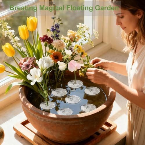 10PCS Floating Floral Arrangement Holder, Innovative Floating Flower Display Stand, Clear Acrylic Floating Flower Bowl Stem Holder for Fish Tanks Table Hom Decor,(5PCS Small and 5 PCS Large)