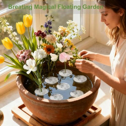 10PCS Floating Floral Arrangement Holder, Innovative Floating Flower Display Stand, Clear Acrylic Floating Flower Bowl Stem Holder for Fish Tanks Table Hom Decor,(5PCS Small and 5 PCS Large)