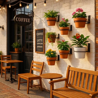 8-Pack 4 Inch Flower Pot Holder Ring Wall Mounted Metal Flower Pot Hangers Wall Hanger Bracket Rings Black Planter Bracket for Home, Garden, Indoor Outdoor Pots - size: 4''