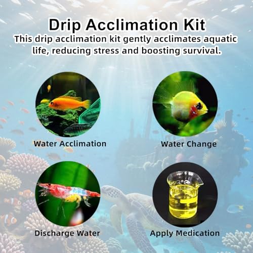 Drip Acclimation Kit for Aquarium, Adjustable Precision Slow Drip System to Reduce Stress, Prevent Osmotic Shock, Safe Acclimation for Shrimp, Fish (2 PCS)