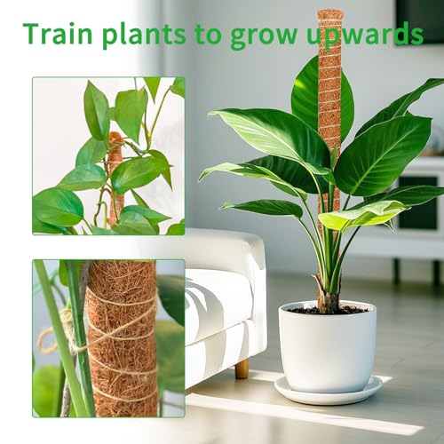 2 Pack 28 Inch Moss Pole Monstera Plant Support, Coir Moss Poles for Climbing Indoor Plants, Bendable Plant Stake Trellis for Potted Plant, Pothos, Philodendron - size: 2 Pack ( 28-Inch)