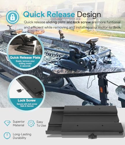 Replacement for Minn Kota 1854035 MKA-16-03 Trolling Motor Quick Release Bracket Compatible with Ulterra, Terrova, PowerDrive, PowerDrive V2, PowerDrive Pontoon and Deckhand 40, Black Aluminum