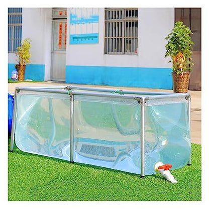 Transparent Fish Pond Thicken Canvas Pool, Above Ground Swimming Pool PVC Canvas with Steel Frame Ponds Fish Tank Koi Goldfish for Rain Barrel Water Collector (Color : Cle