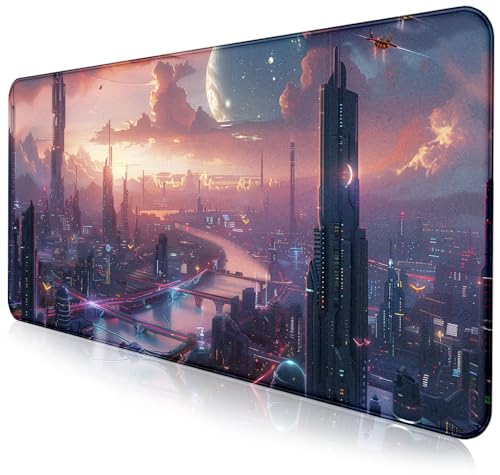 Digital Night Scene Office Art Desk Mat, Female Learning Computer Mouse Mat | The Surface Of The Mouse Pad Is Designed With Fiber Woven Material, And The Base Is Made Of Natural Anti Slip Rubber. - color: City Night Scene
