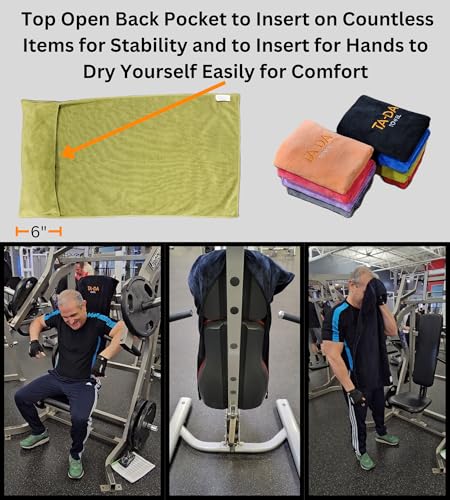 TA-DA Microfiber Towel | Back Pocket Insert on Hands and Fitness Items for Convenience. Sports Fitness Gym Workouts Yoga Pickleball Volleyball Hiking Etc. | 17" Inch X 32" Inch | 6 Pack | Green - color: Green