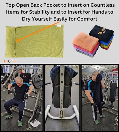 TA-DA Microfiber Towel | Back Pocket Insert on Hands and Fitness Items for Convenience. Sports Fitness Gym Workouts Yoga Pickleball Volleyball Hiking Etc. | 17" Inch X 32" Inch | 6 Pack | Green - color: Green